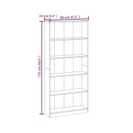 Bibliothèque 5 niveaux Chêne marron 80x24x175cm Bois ingénierie