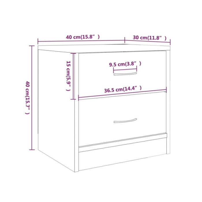 Table de chevet Chêne fumé 40x30x40 cm Bois d'ingénierie