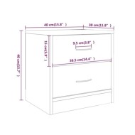 Table de chevet Chêne fumé 40x30x40 cm Bois d'ingénierie