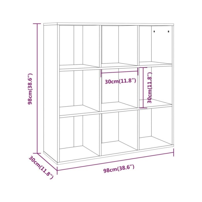 Armoire à livres Chêne fumé 98x30x98 cm