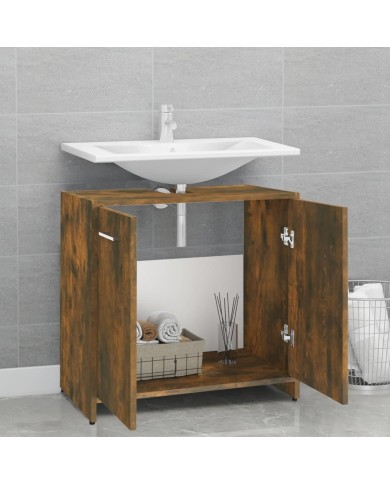 Armoire de bain Chêne fumé 60x33x60 cm Bois d'ingénierie