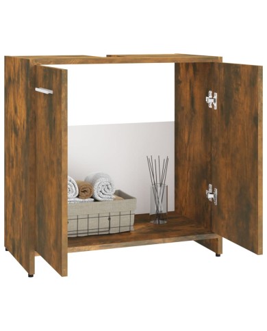 Armoire de bain Chêne fumé 60x33x60 cm Bois d'ingénierie