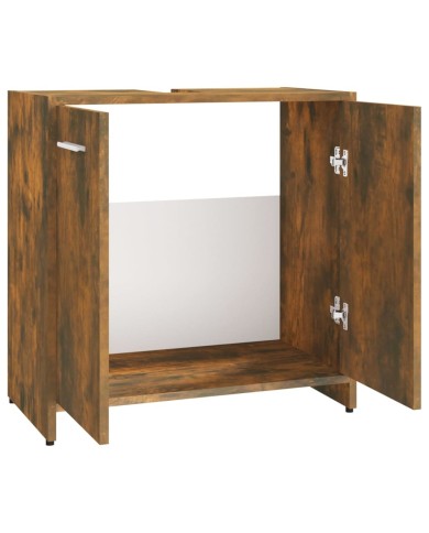 Armoire de bain Chêne fumé 60x33x60 cm Bois d'ingénierie