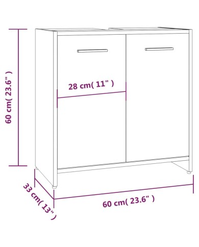 Armoire de bain Chêne fumé 60x33x60 cm Bois d'ingénierie