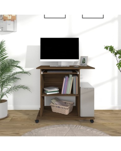 Bureau d'ordinateur Chêne marron 80x50x75 cm Bois d'ingénierie