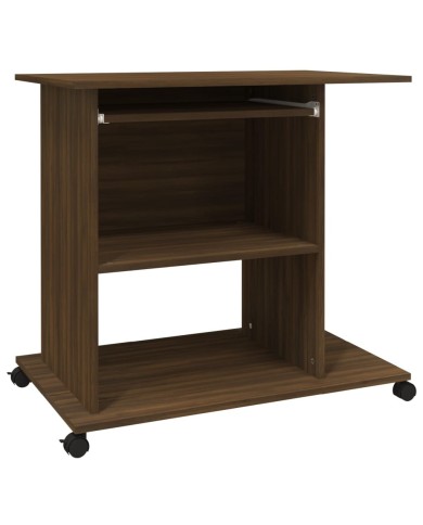 Bureau d'ordinateur Chêne marron 80x50x75 cm Bois d'ingénierie