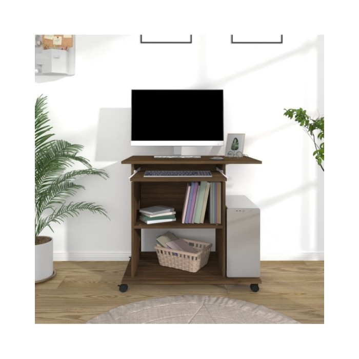 Bureau d'ordinateur Chêne marron 80x50x75 cm Bois d'ingénierie