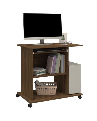Bureau d'ordinateur Chêne marron 80x50x75 cm Bois d'ingénierie