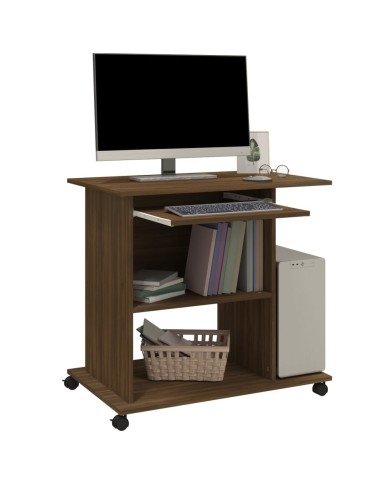 Bureau d'ordinateur Chêne marron 80x50x75 cm Bois d'ingénierie