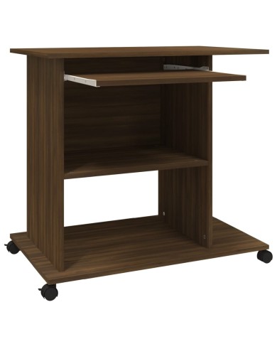 Bureau d'ordinateur Chêne marron 80x50x75 cm Bois d'ingénierie