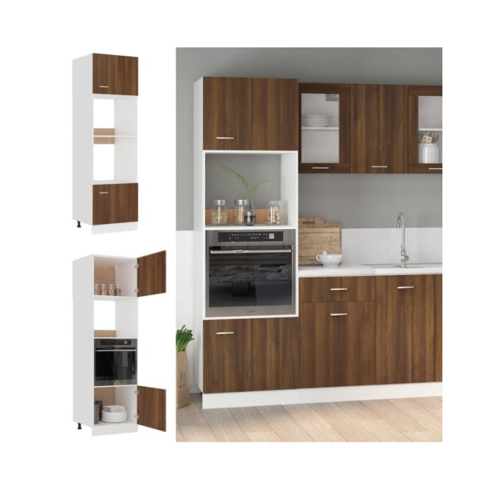Armoire à micro-ondes Chêne marron 60x57x207 cm