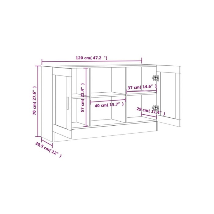 Buffet Sonoma gris 120x30,5x70 cm Bois d'ingénierie