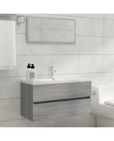 Armoire de lavabo Sonoma gris 90x38,5x45 cm Bois d'ingénierie