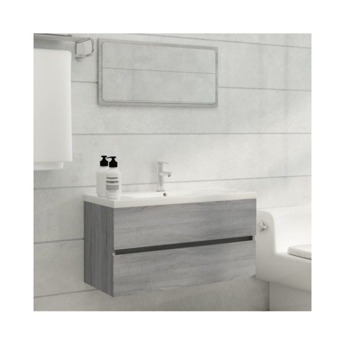 Armoire de lavabo Sonoma gris 90x38,5x45 cm Bois d'ingénierie