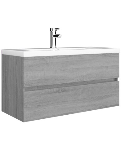 Armoire de lavabo Sonoma gris 90x38,5x45 cm Bois d'ingénierie