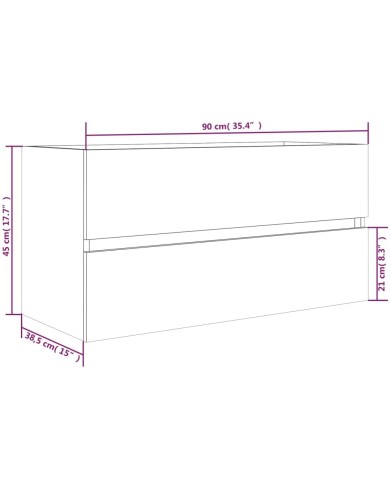 Armoire de lavabo Sonoma gris 90x38,5x45 cm Bois d'ingénierie