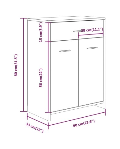 Armoire de bain Chêne marron 60x33x80 cm Bois d'ingénierie