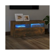 Meuble TV avec lumières LED Chêne fumé 90x35x40 cm