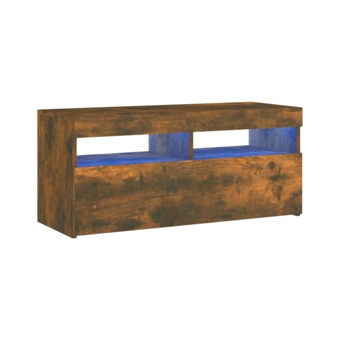 Meuble TV avec lumières LED Chêne fumé 90x35x40 cm