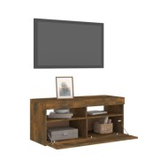 Meuble TV avec lumières LED Chêne fumé 90x35x40 cm