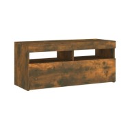 Meuble TV avec lumières LED Chêne fumé 90x35x40 cm