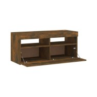 Meuble TV avec lumières LED Chêne fumé 90x35x40 cm