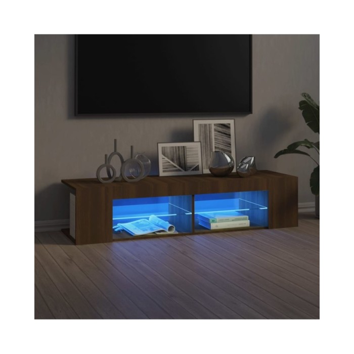 Meuble TV avec lumières LED Chêne marron 135x39x30 cm