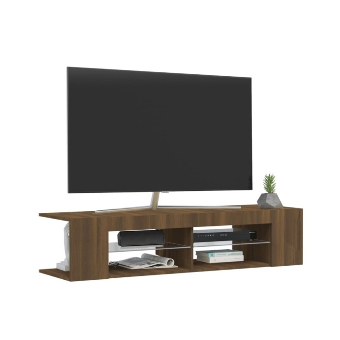 Meuble TV avec lumières LED Chêne marron 135x39x30 cm
