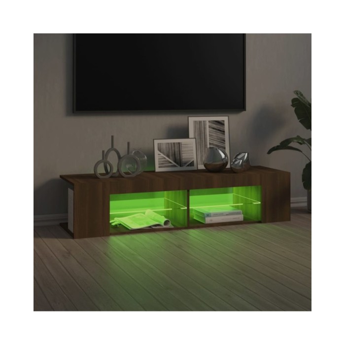 Meuble TV avec lumières LED Chêne marron 135x39x30 cm