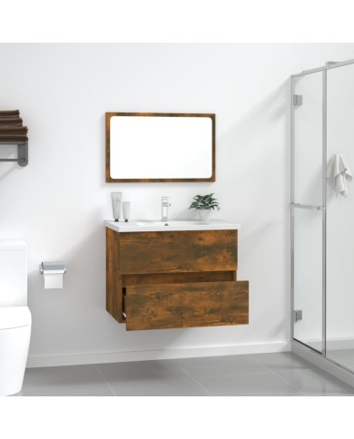 Ensemble de meubles de salle de bain 2 pcs Chêne fumé
