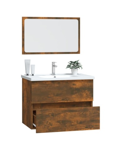 Ensemble de meubles de salle de bain 2 pcs Chêne fumé