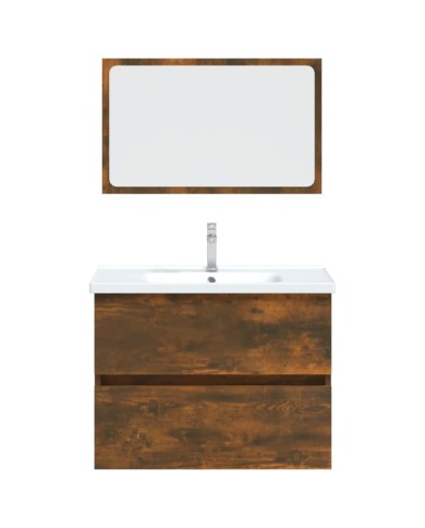 Ensemble de meubles de salle de bain 2 pcs Chêne fumé
