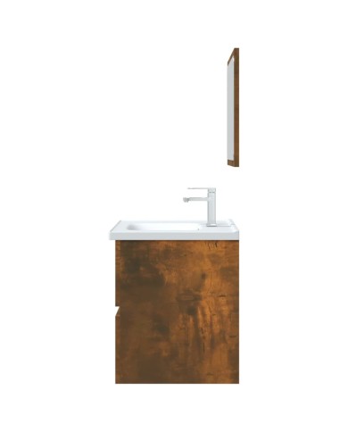 Ensemble de meubles de salle de bain 2 pcs Chêne fumé
