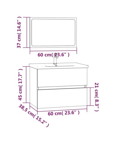 Ensemble de meubles de salle de bain 2 pcs Chêne fumé