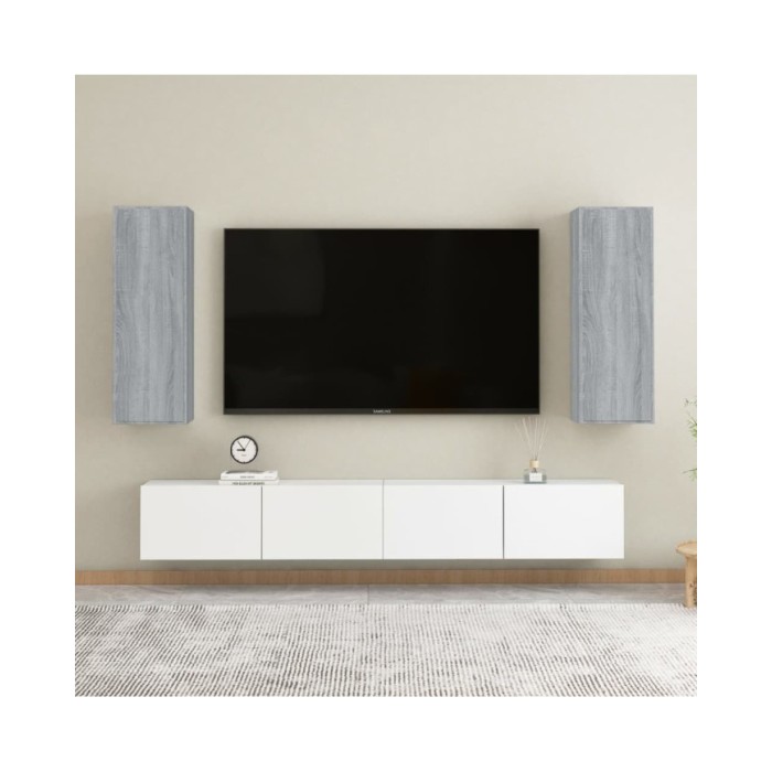 Meubles TV 2 pcs Sonoma gris 30,5x30x90 cm Bois d'ingénierie