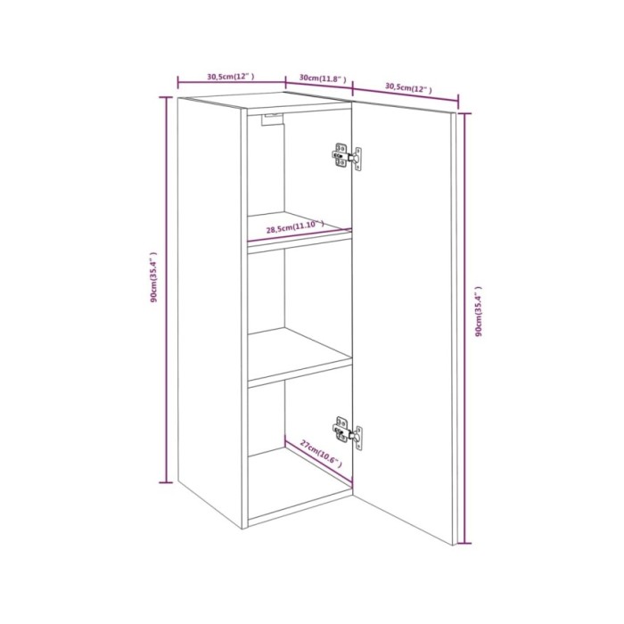 Meubles TV 2 pcs Sonoma gris 30,5x30x90 cm Bois d'ingénierie