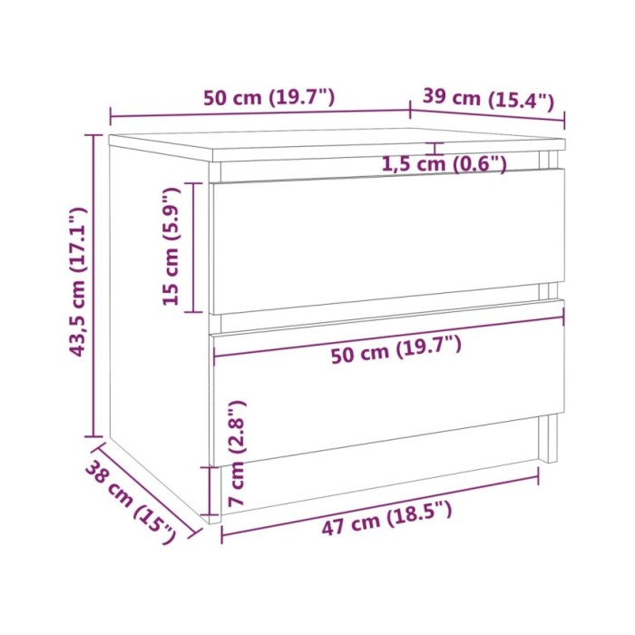 Tables de chevet 2 pcs Sonoma gris 50x39x43,5cm Bois ingénierie