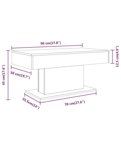 Table basse Sonoma gris 96x50x45 cm Bois d'ingénierie