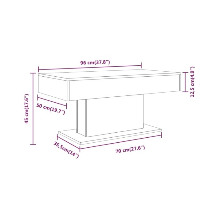 Table basse Sonoma gris 96x50x45 cm Bois d'ingénierie