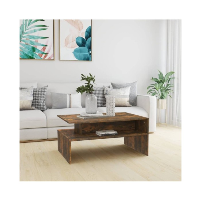 Table basse Chêne fumé 90x60x42,5 cm Bois d'ingénierie