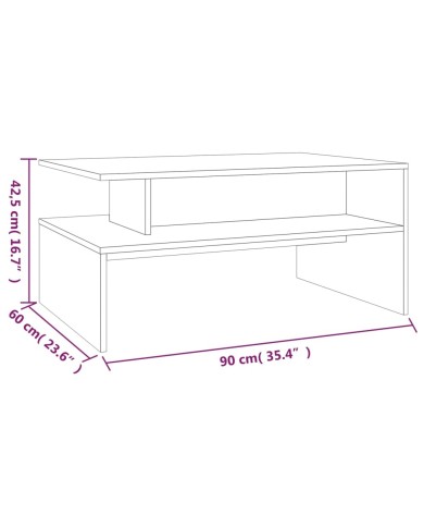 Table basse Chêne fumé 90x60x42,5 cm Bois d'ingénierie