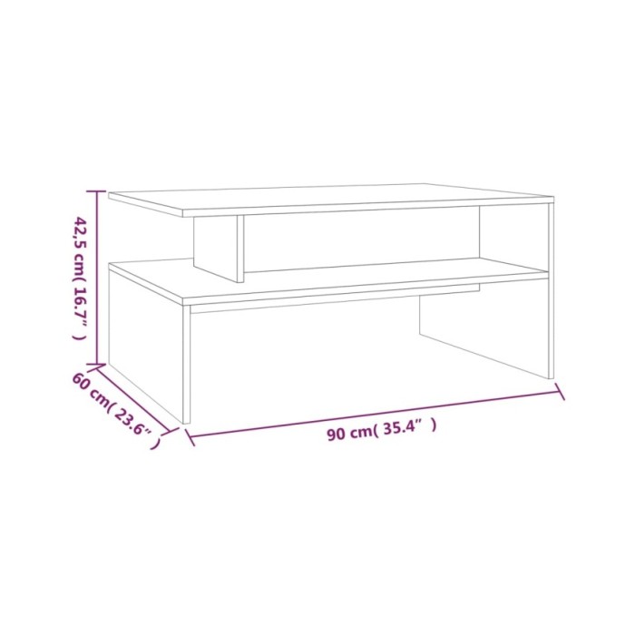 Table basse Chêne fumé 90x60x42,5 cm Bois d'ingénierie