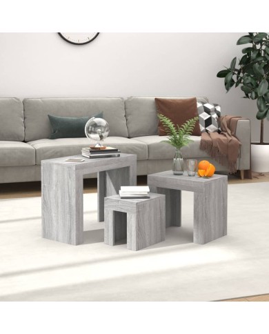Tables basses gigognes 3 pcs Sonoma gris Bois d'ingénierie