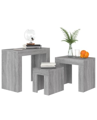 Tables basses gigognes 3 pcs Sonoma gris Bois d'ingénierie