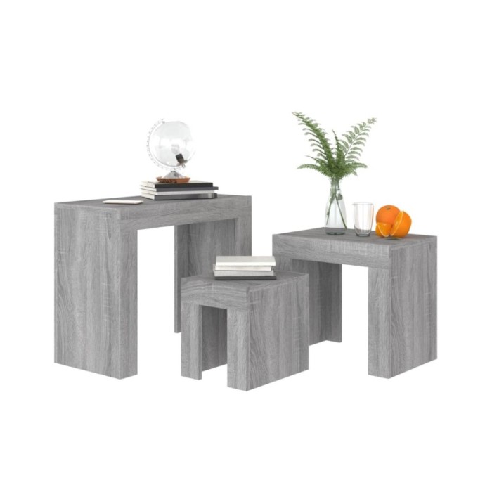 Tables basses gigognes 3 pcs Sonoma gris Bois d'ingénierie