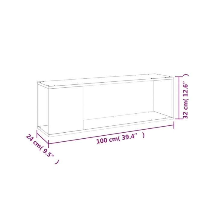 Meuble TV Chêne fumé 100x24x32 cm Bois d'ingénierie