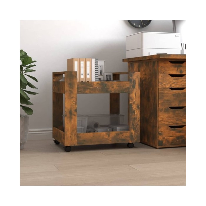 Chariot de bureau Chêne fumé 60x45x60 cm Bois d'ingénierie