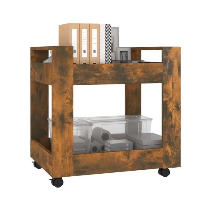 Chariot de bureau Chêne fumé 60x45x60 cm Bois d'ingénierie