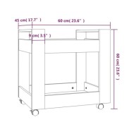 Chariot de bureau Chêne fumé 60x45x60 cm Bois d'ingénierie