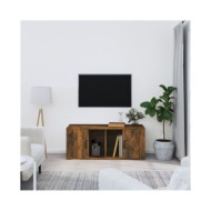 Meuble TV Chêne fumé 100x35x40 cm Bois d'ingénierie